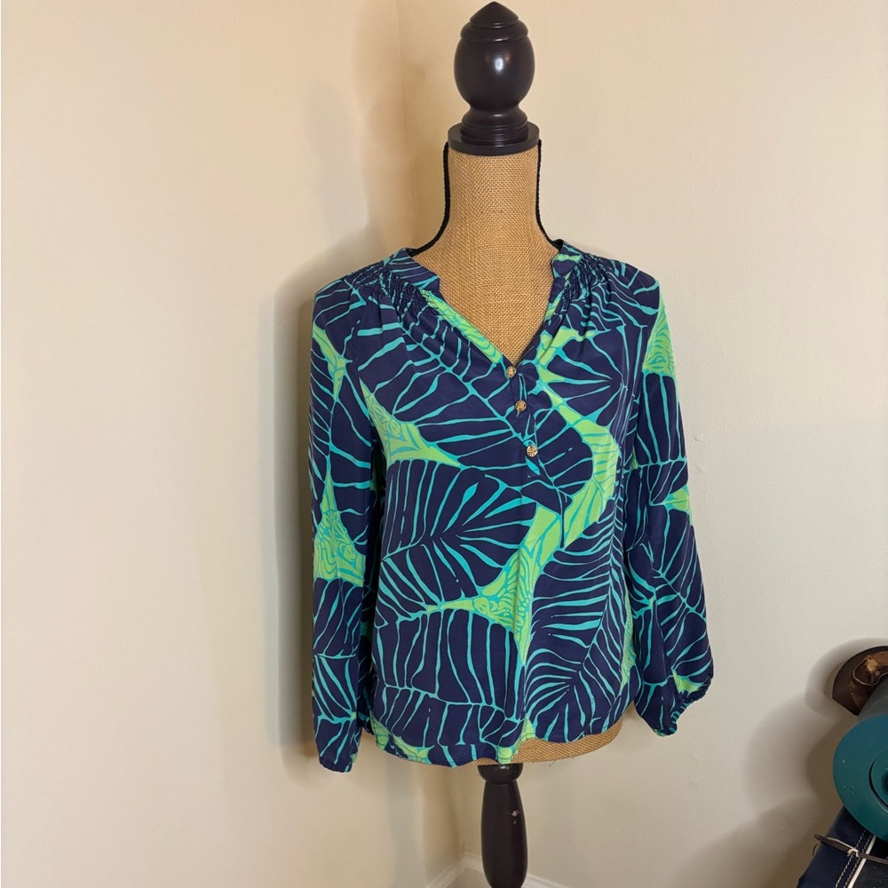 Lily Pulitzer Tropical Silk Blouse Size XS